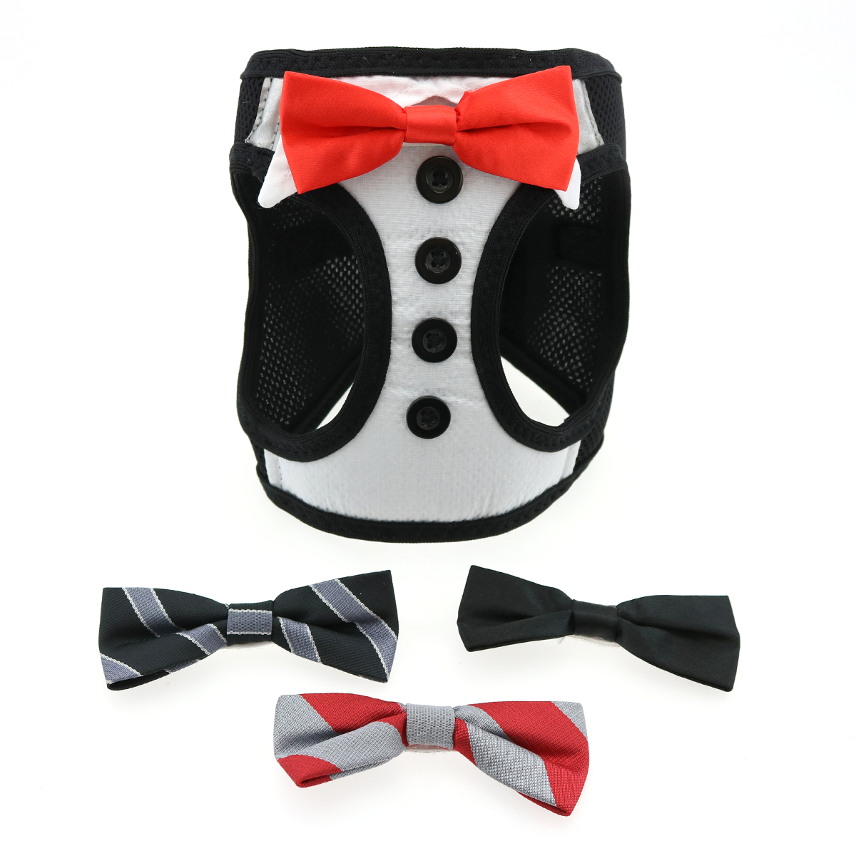 Dog Tuxedo Harness with Interchangeable Bows