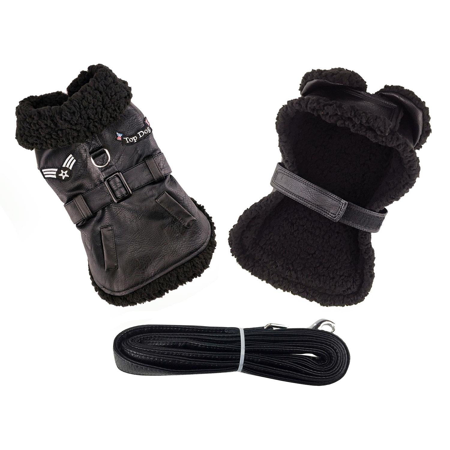 Black Biker Harness Dog Coat