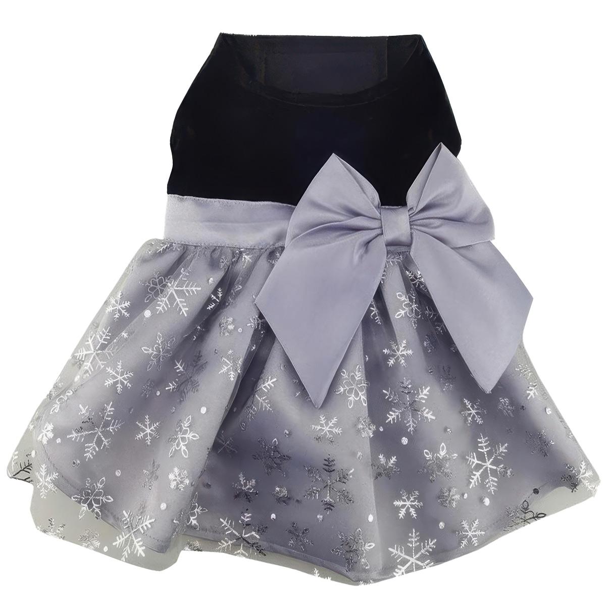 Black & Silver Velvet Snowflake Dog Harness Dress