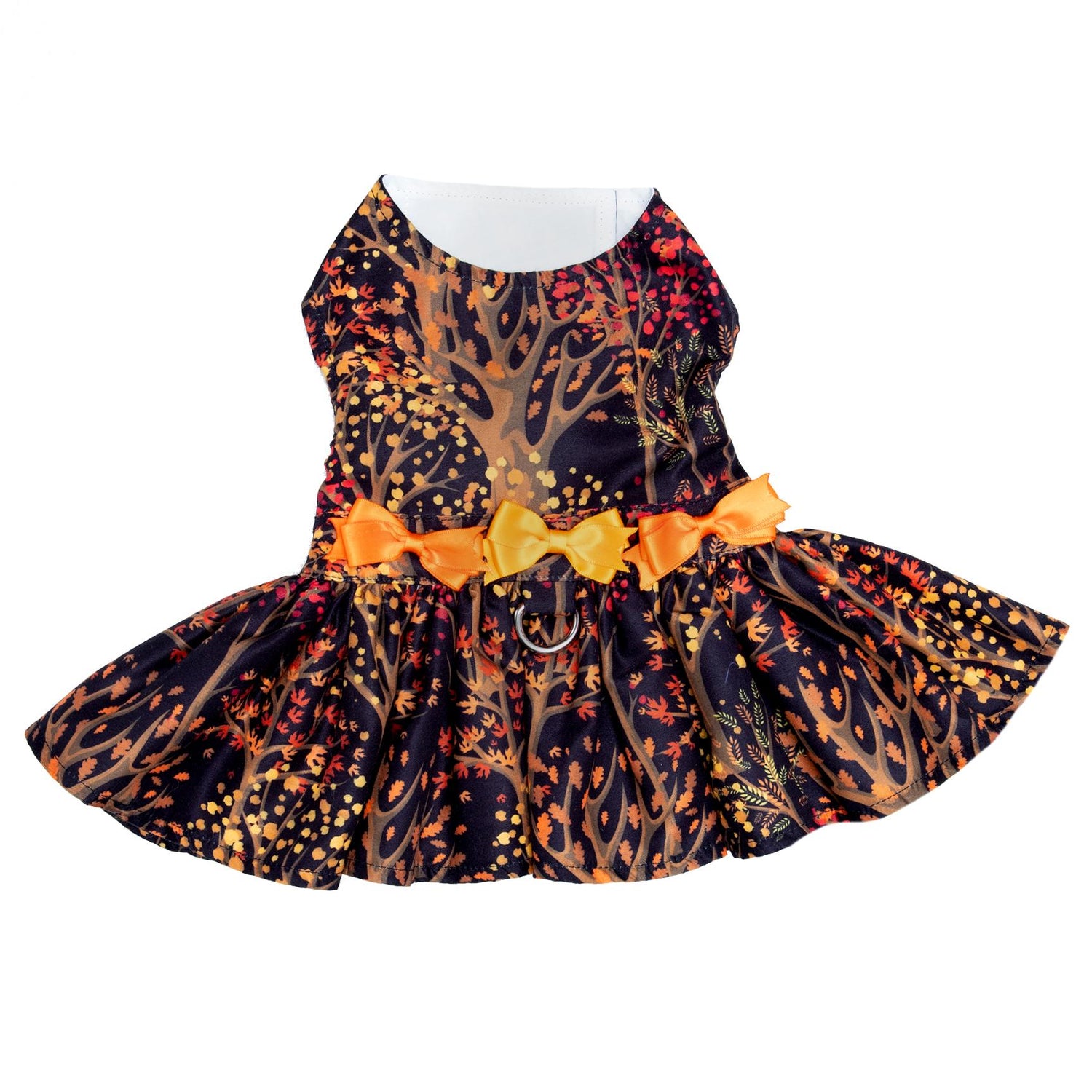 Fall Leaves Dog Harness Dress With Matching Leash