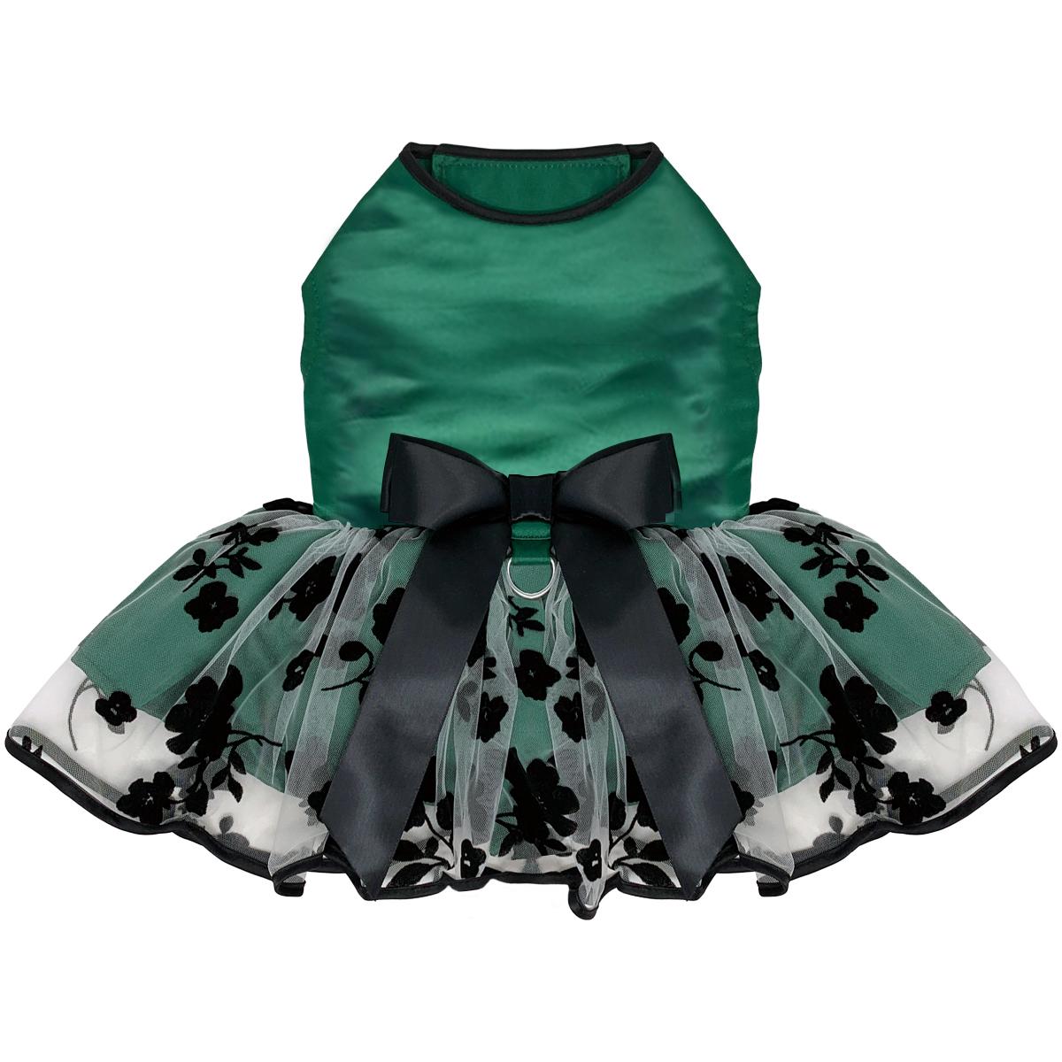Green and Black Satin Dog Dress
