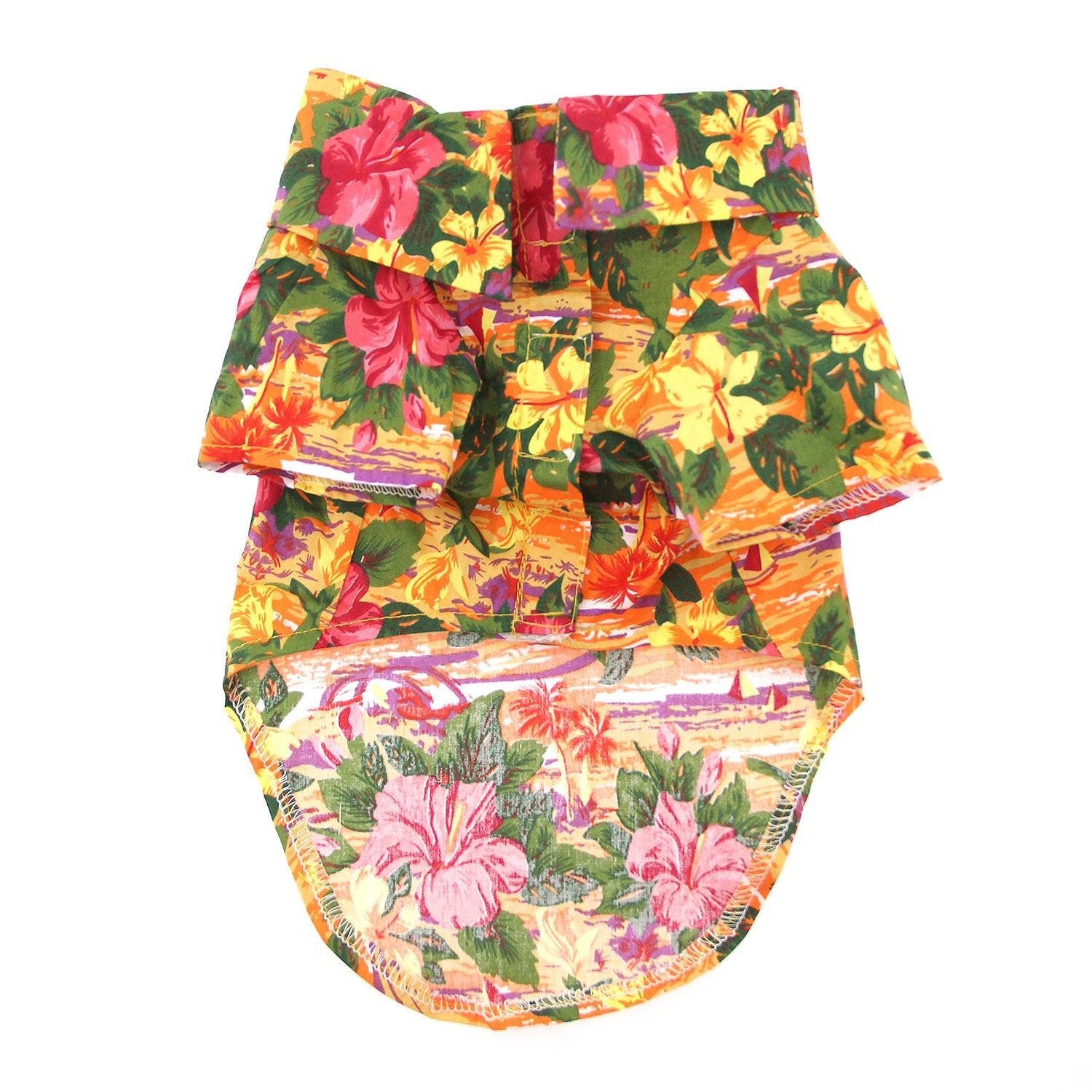 Sunset Hibiscus Tropical Dog Shirt