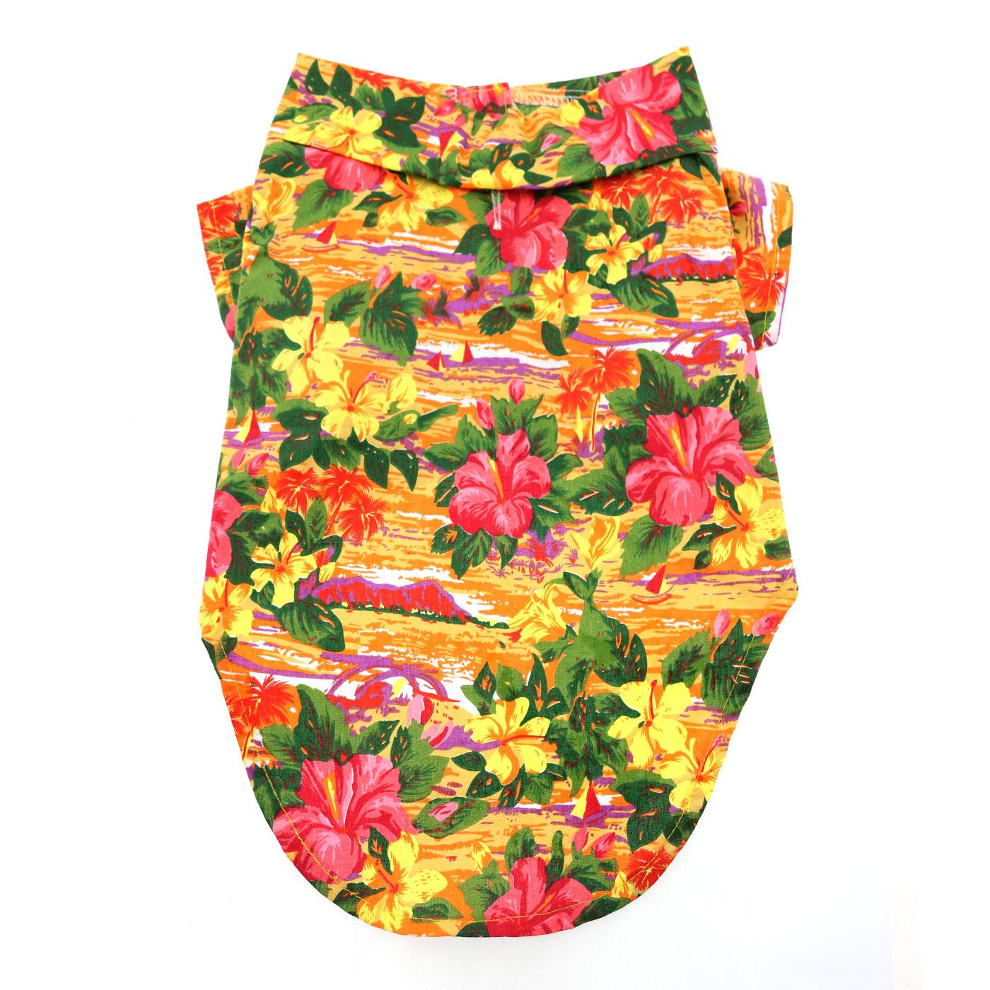 Sunset Hibiscus Tropical Dog Shirt
