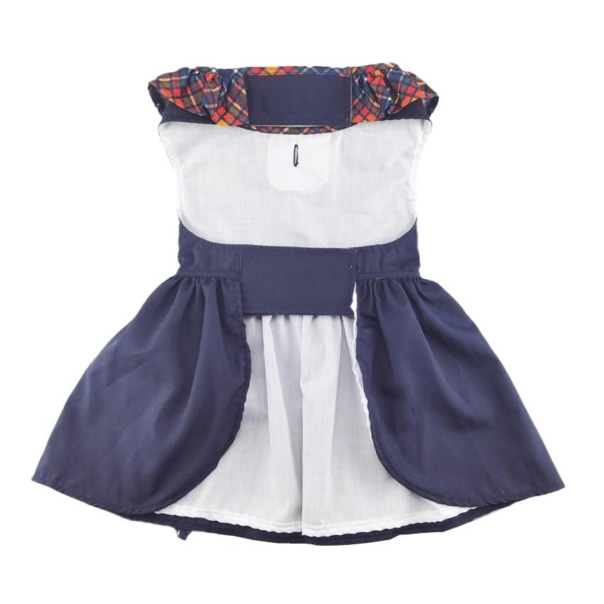 Navy Ruffled Dog Dress With Matching Leash