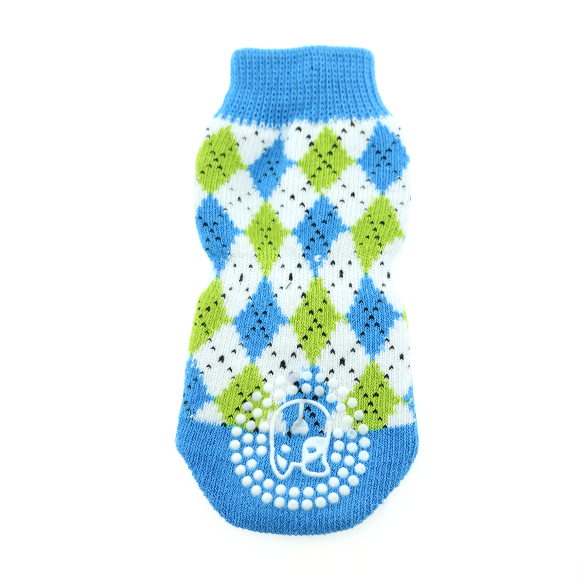 Blue and Green Non-Skid Dog Socks