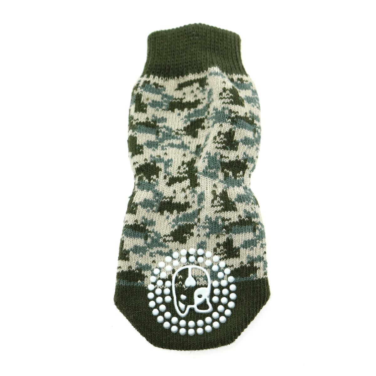 Green Camo Non-Skid Dog Socks