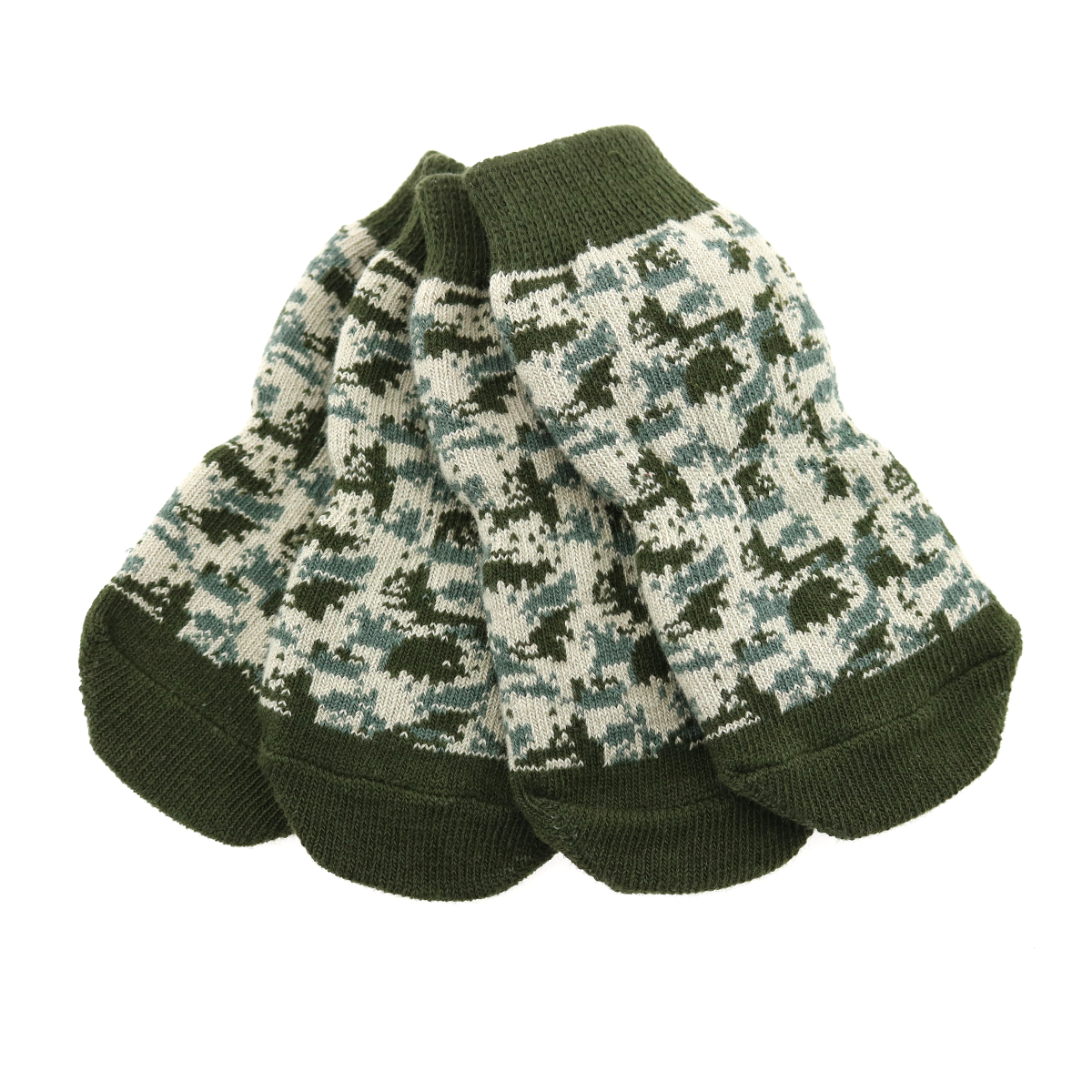 Green Camo Non-Skid Dog Socks