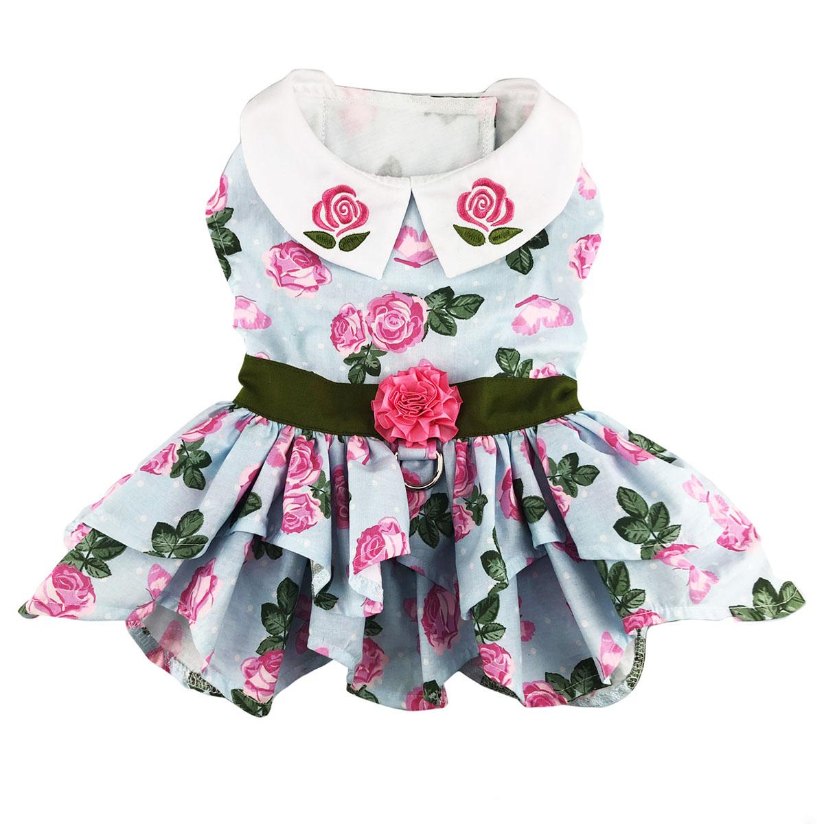 Pink Rose Garden Dog Harness Dress