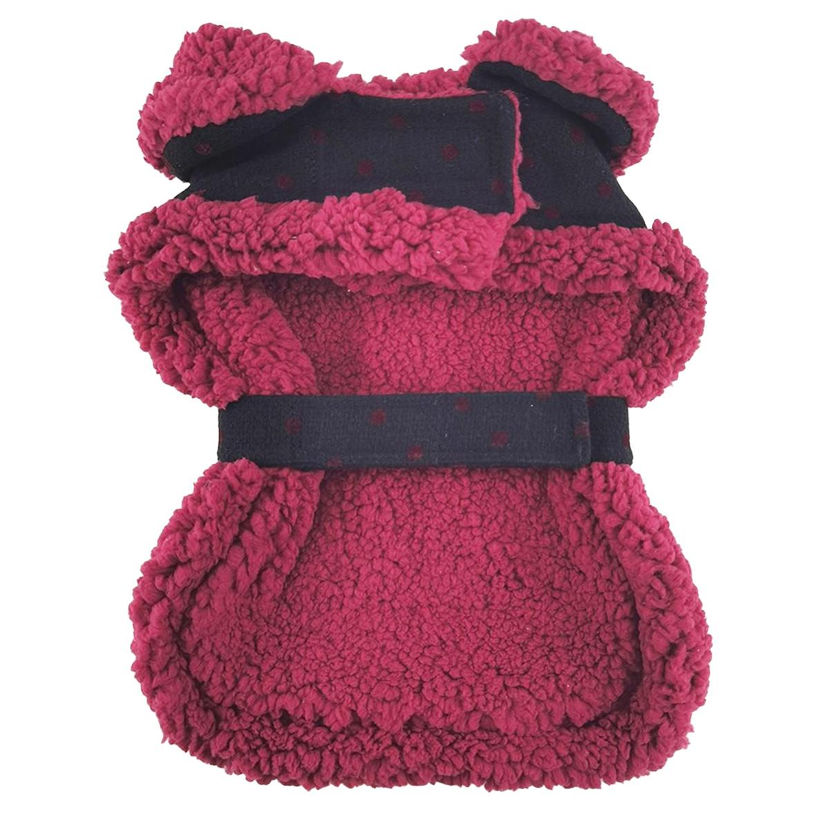 Black & Burgundy Sherpa-Lined Dog Harness Coat