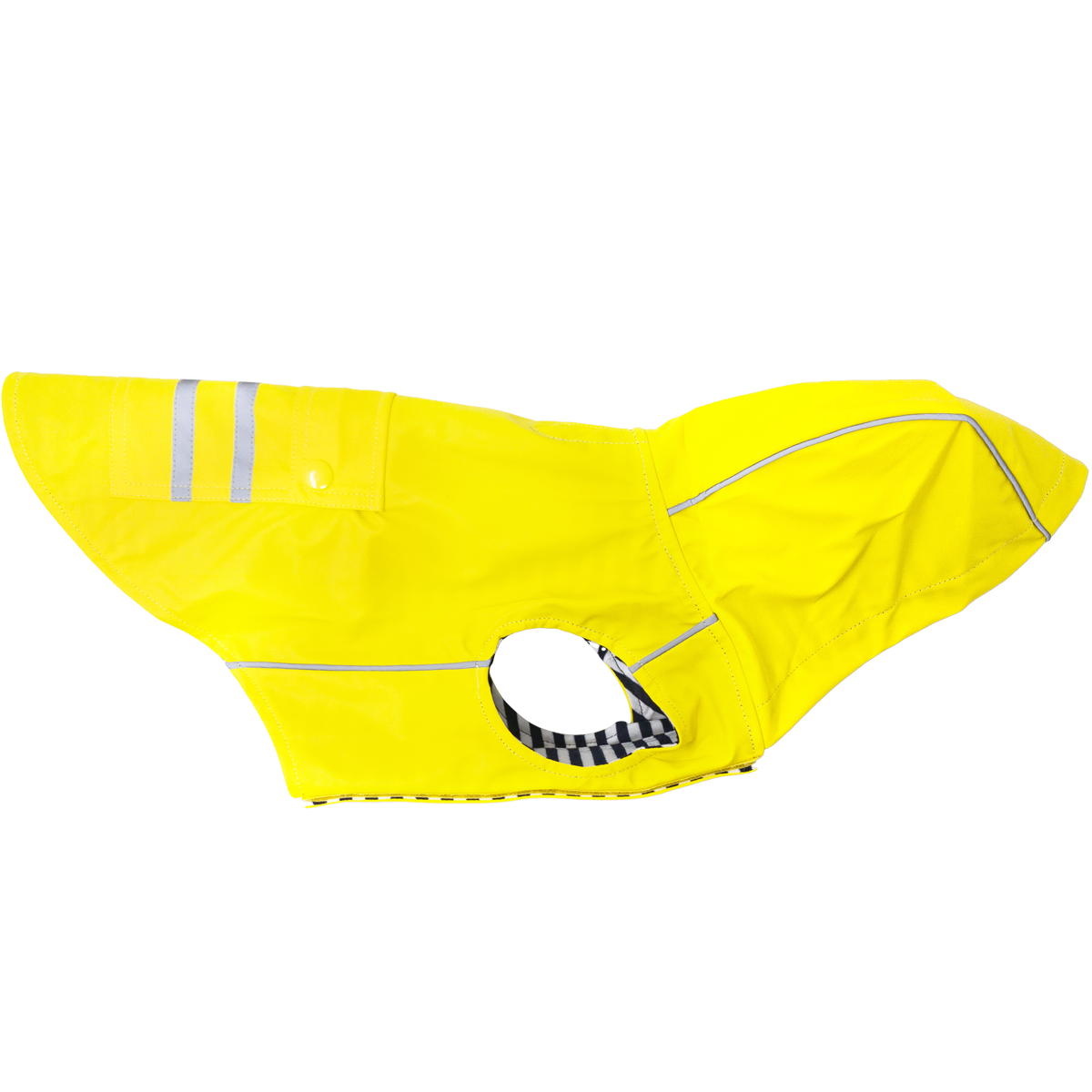 Yellow Dog Raincoat with Striped Lining