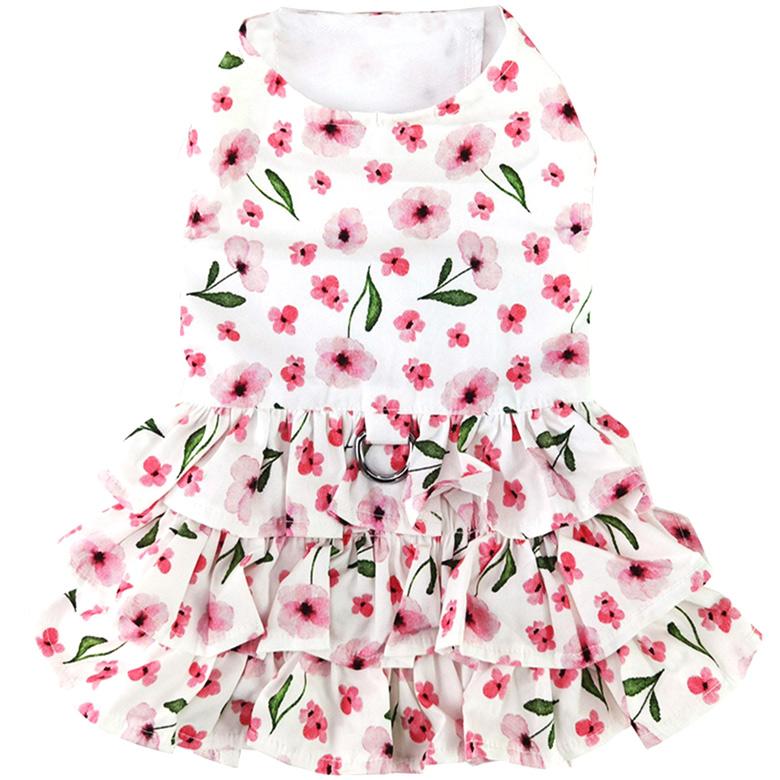 Pink Wildflower Dog Dress with Matching Leash