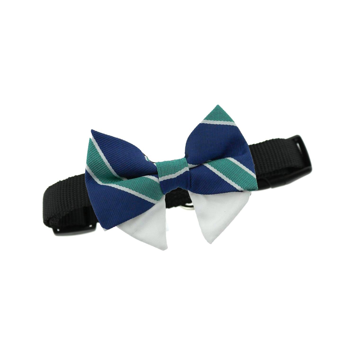 Navy Blue and Green Stripe Universal Dog Bow Tie